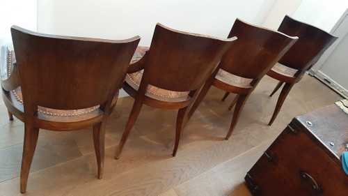 4 chaises en bois et tissus
