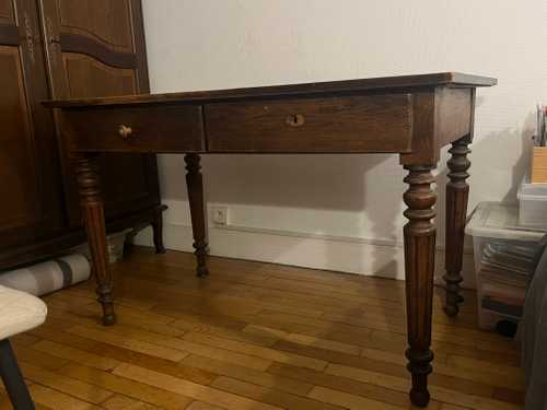 Table Bureau en bois avec 2 tiroirs