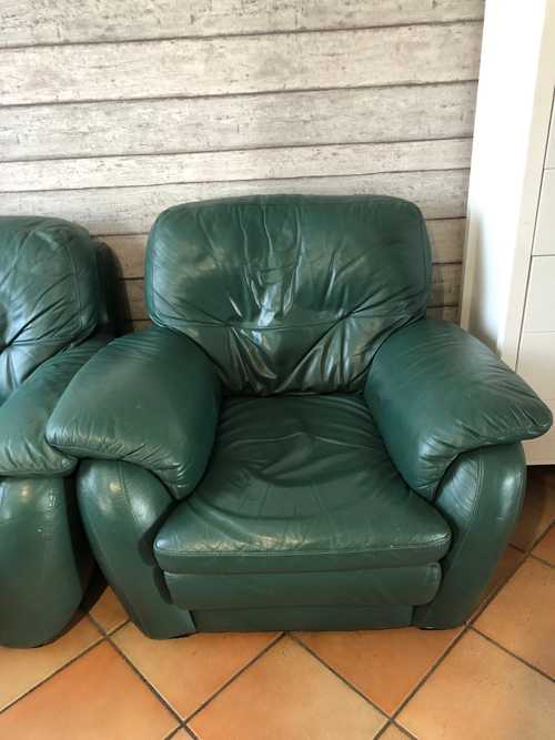 Fauteuil cuir vert 