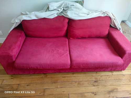 Canapé lit velours rouge 